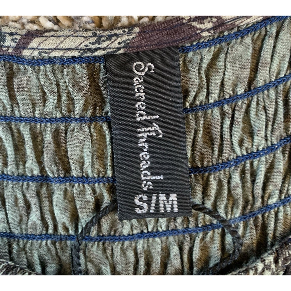 Sacred Threads Patchwork Dress Women S/M Paint Brush‎ Art AOP A Line Boho Hippie - Picture 8 of 10